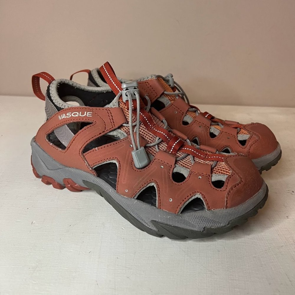 Vasque Flux Sport Sandals Burnt Orange Leather Bungee Lace Up - Picture 1 of 10
